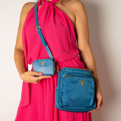 Second hand Prada Re - Edition Econyl Nylon With Wallet Satchel Crossbody Blue - Tabita Bags