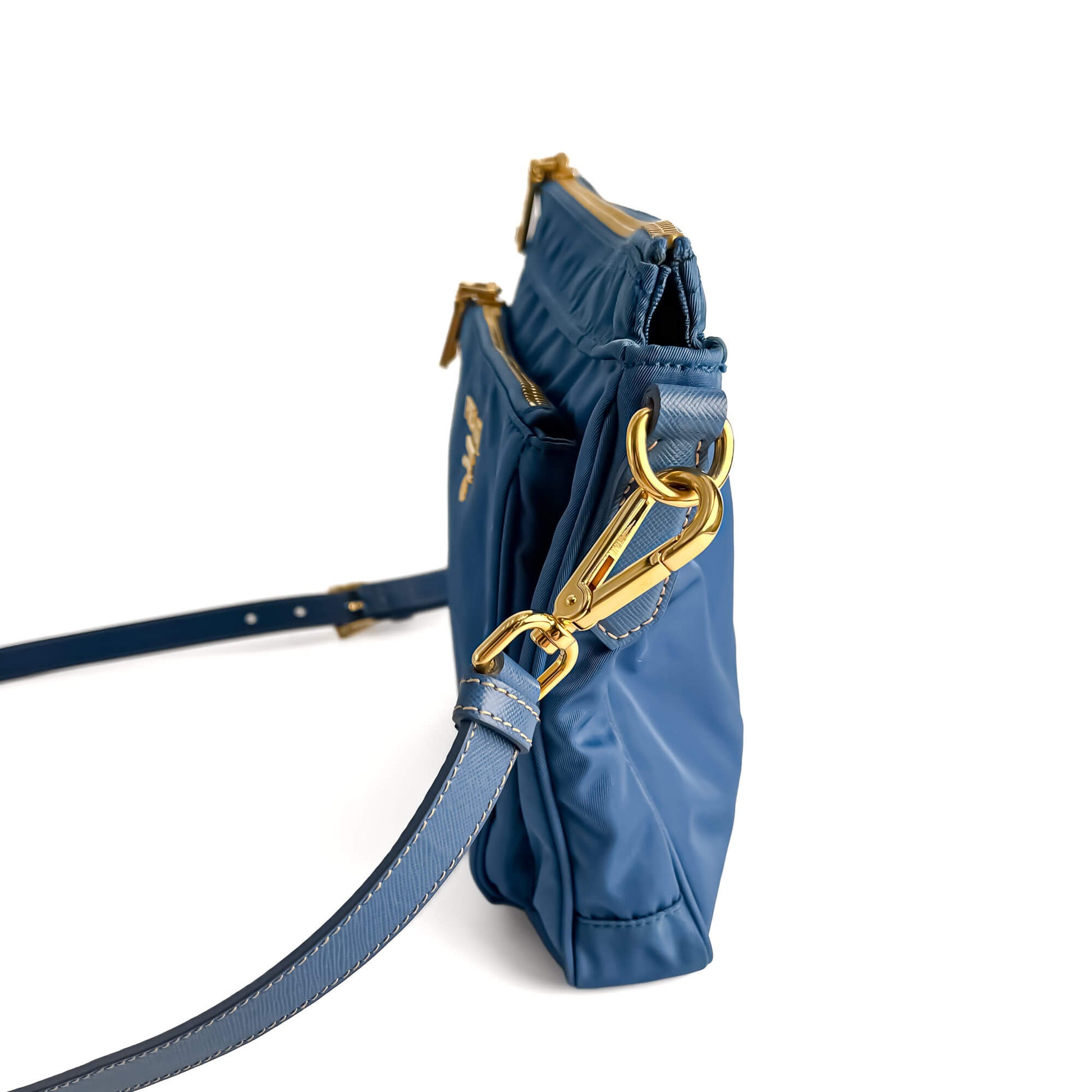 Second hand Prada Re - Edition Econyl Nylon With Wallet Satchel Crossbody Blue - Tabita Bags