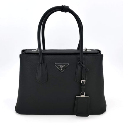 Second hand Prada Twist Galleria Saffiano Leather 2 - Ways Tote Bag Black - Tabita Bags