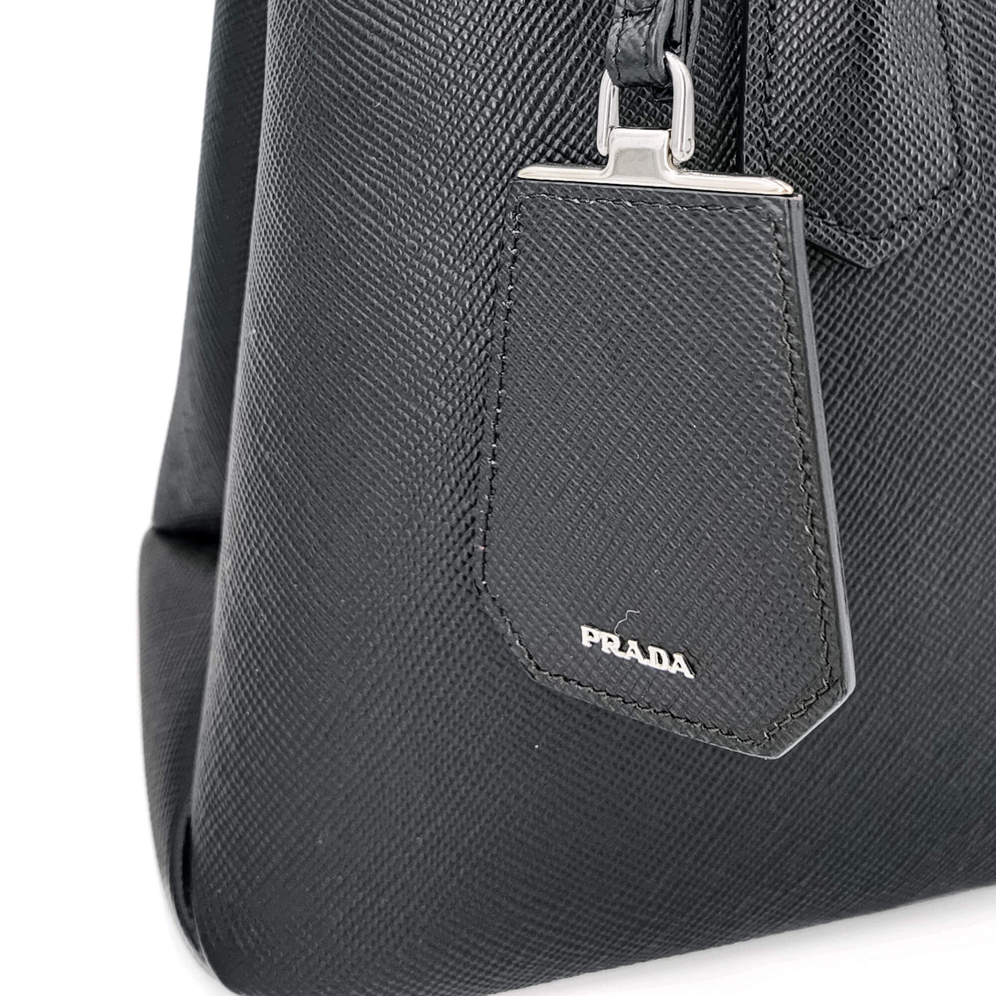 Second hand Prada Twist Galleria Saffiano Leather 2 - Ways Tote Bag Black - Tabita Bags