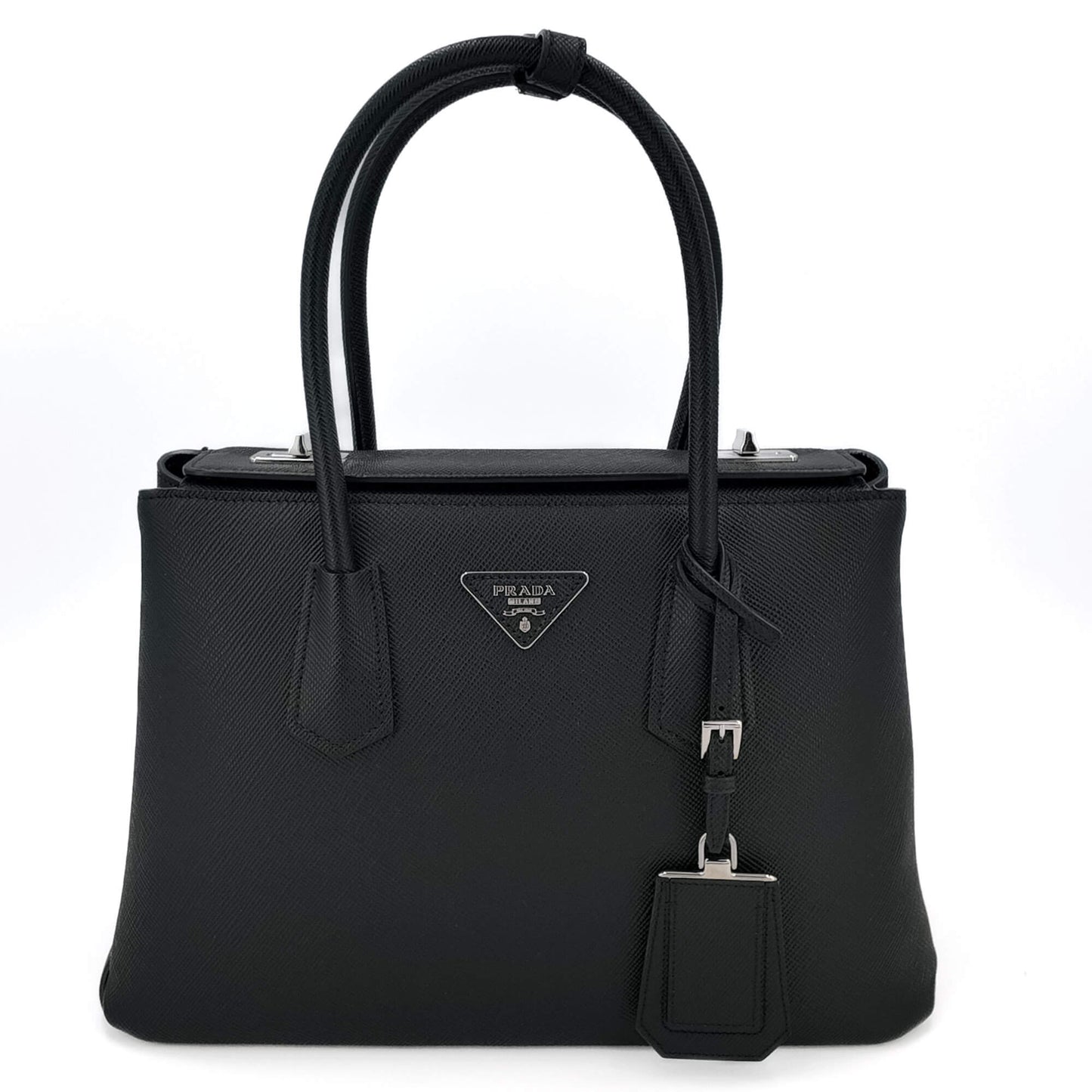 Second hand Prada Twist Galleria Saffiano Leather 2 - Ways Tote Bag Black - Tabita Bags