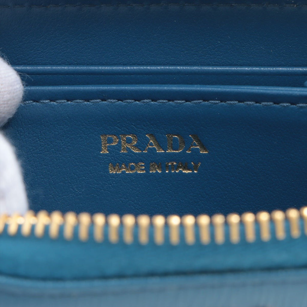 Second hand Prada Zip Coin Purse Saffiano Leather Blue - Tabita Bags