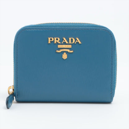 Second hand Prada Zip Coin Purse Saffiano Leather Blue - Tabita Bags