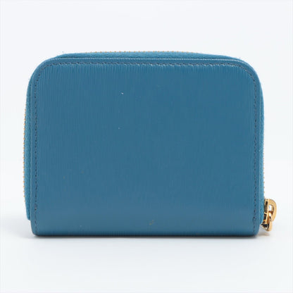 Second hand Prada Zip Coin Purse Saffiano Leather Blue - Tabita Bags