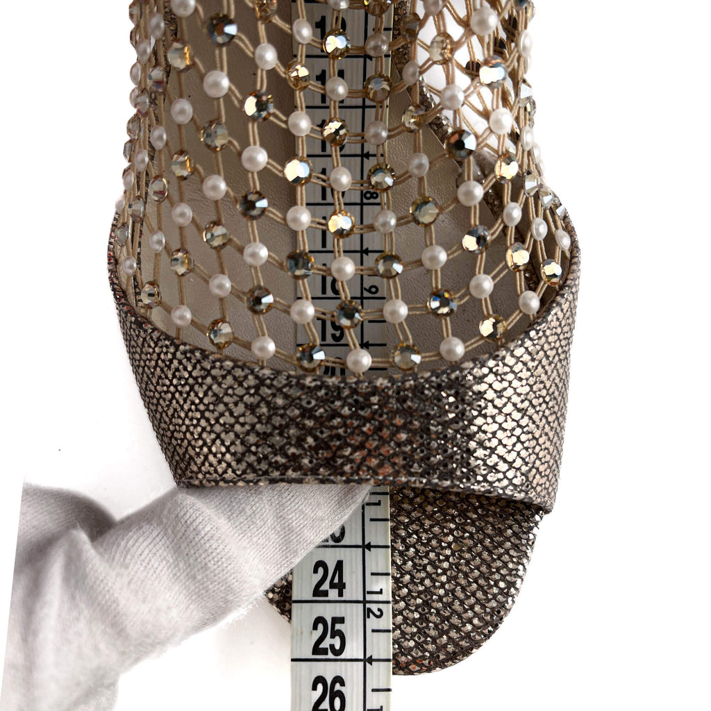 Second hand Rene Caovilla Galaxia 10.5 Leather Sandals 39 Metallic - Tabita Bags