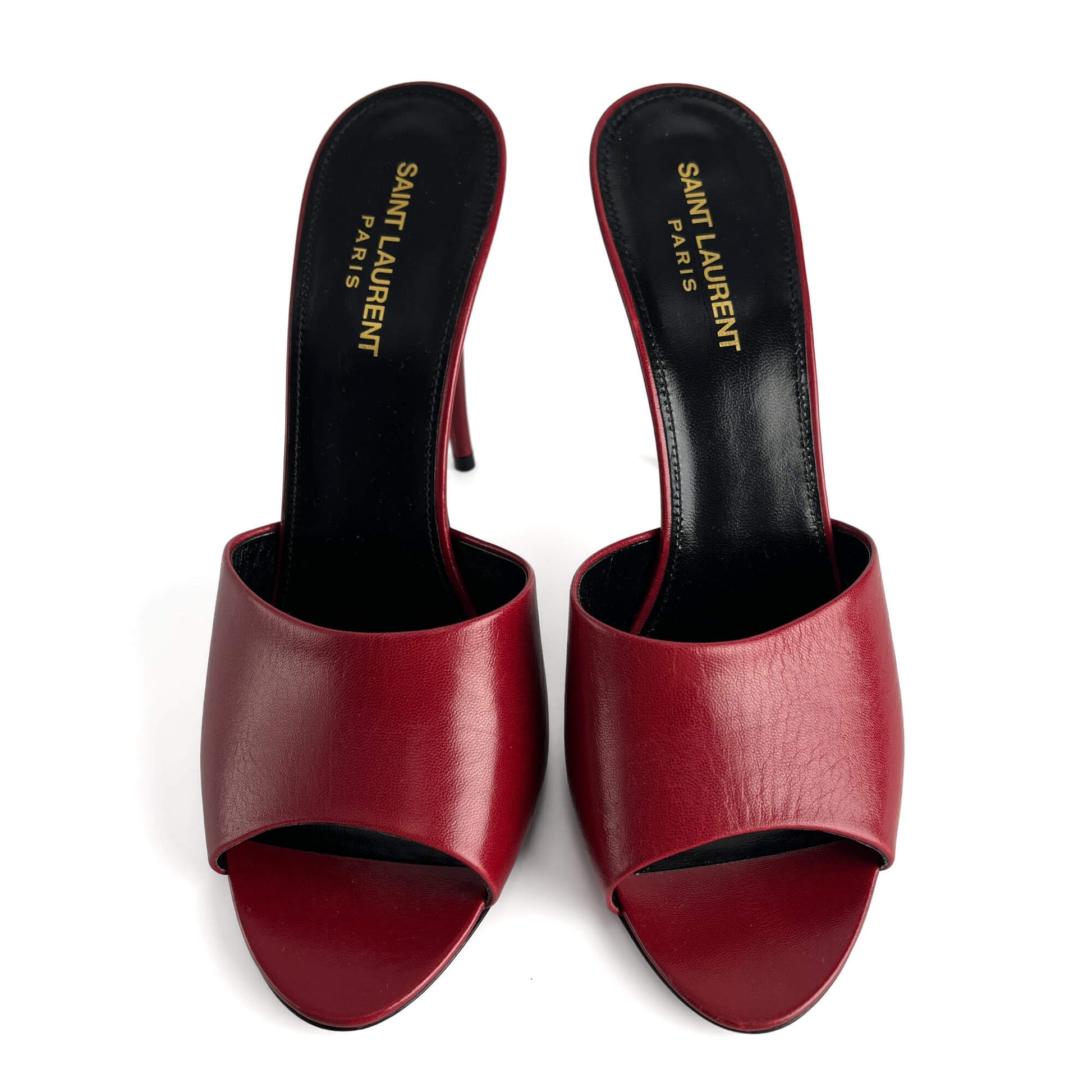 Second hand Saint Laurent Amber Leather High Heel Mule 40 Burgundy - Tabita Bags