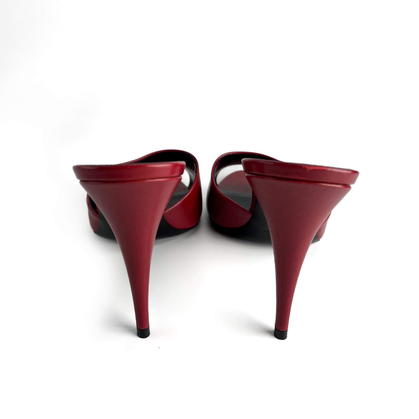 Second hand Saint Laurent Amber Leather High Heel Mule 40 Burgundy - Tabita Bags
