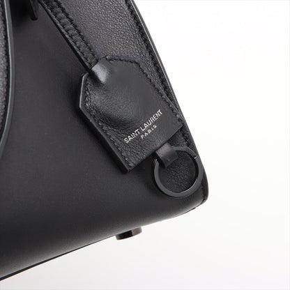 Second hand Saint Laurent Baby Cabas Leather 2-Ways Top-handle Bag Black - Tabita Bags