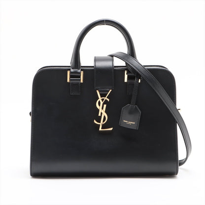 Second hand Saint Laurent Baby Cabas Leather 2-Ways Top-handle Bag Black - Tabita Bags