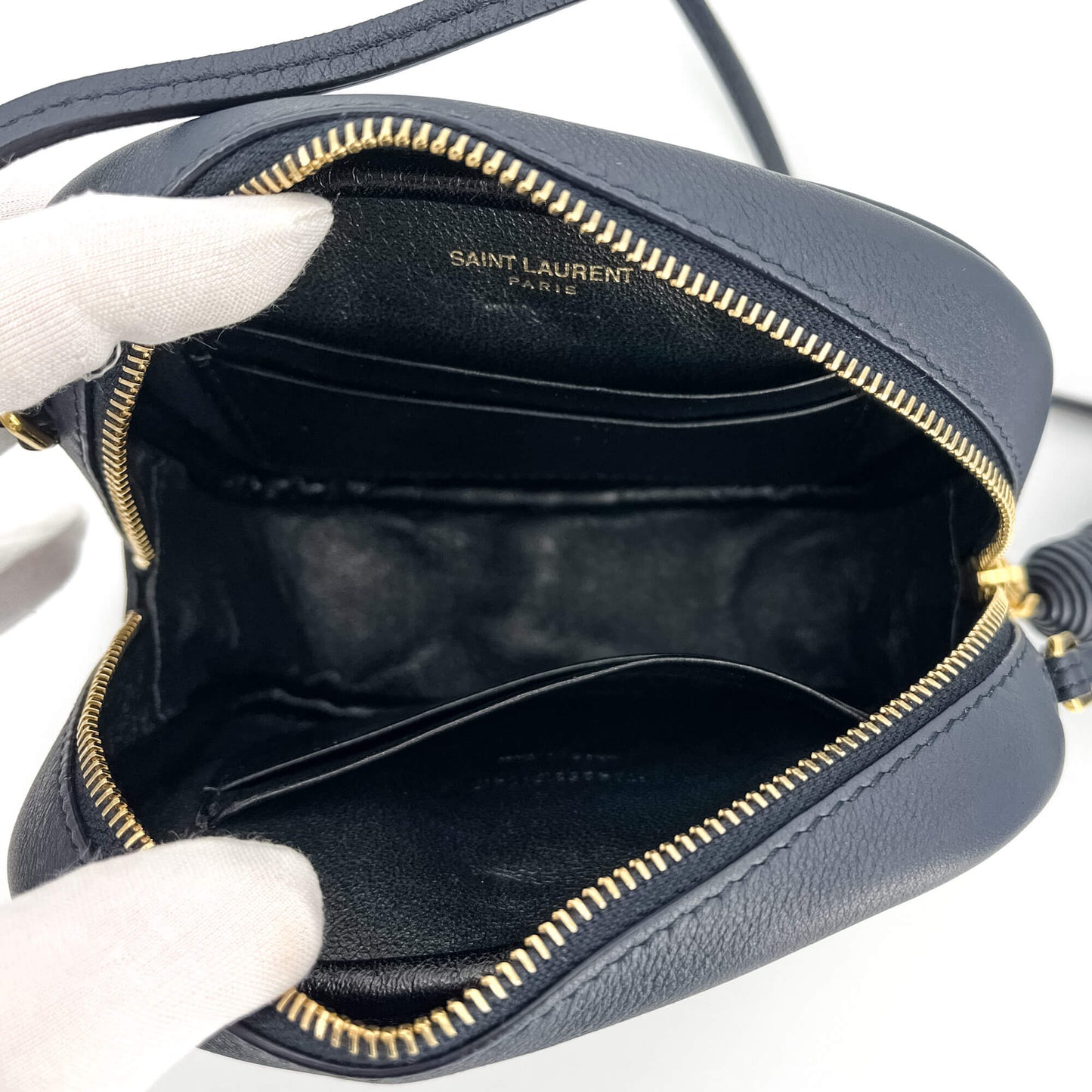 Second hand Saint Laurent Blogger Leather Camera Bag Navy - Tabita Bags