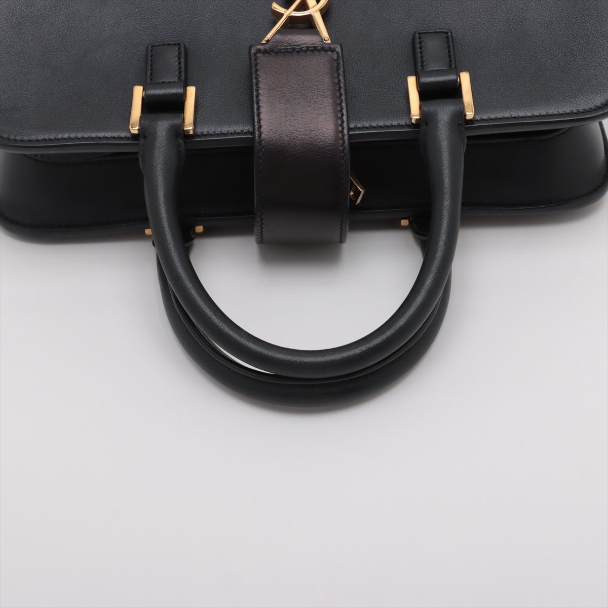 Second hand Saint Laurent Cabas Baby Leather 2 - Ways Top - handle Handbag Black - Tabita Bags