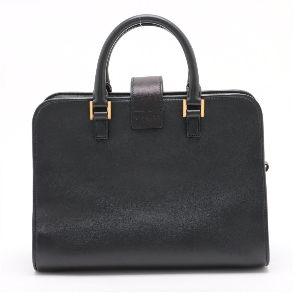 Second hand Saint Laurent Cabas Baby Leather 2 - Ways Top - handle Handbag Black - Tabita Bags