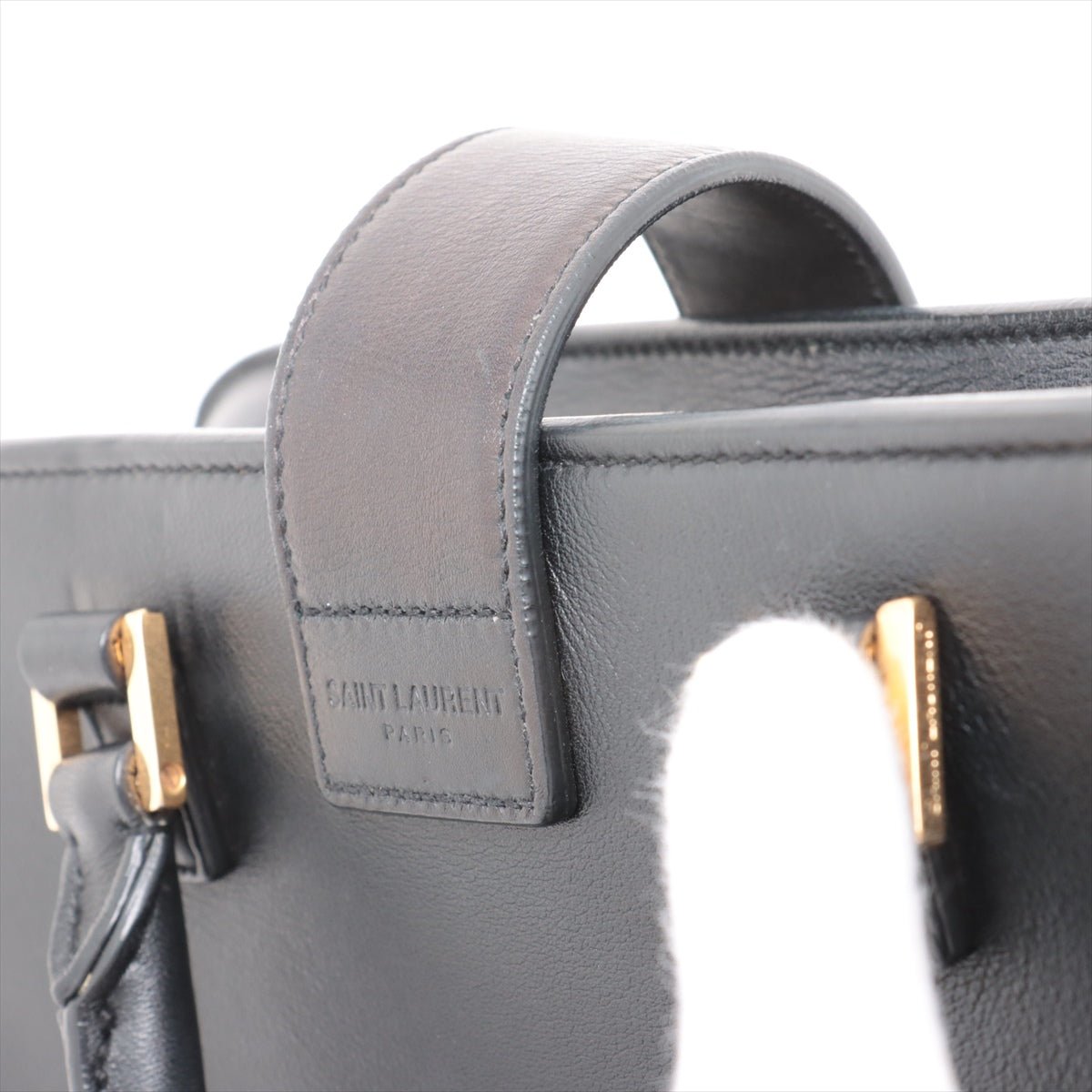 Second hand Saint Laurent Cabas Baby Leather 2 - Ways Top - handle Handbag Black - Tabita Bags