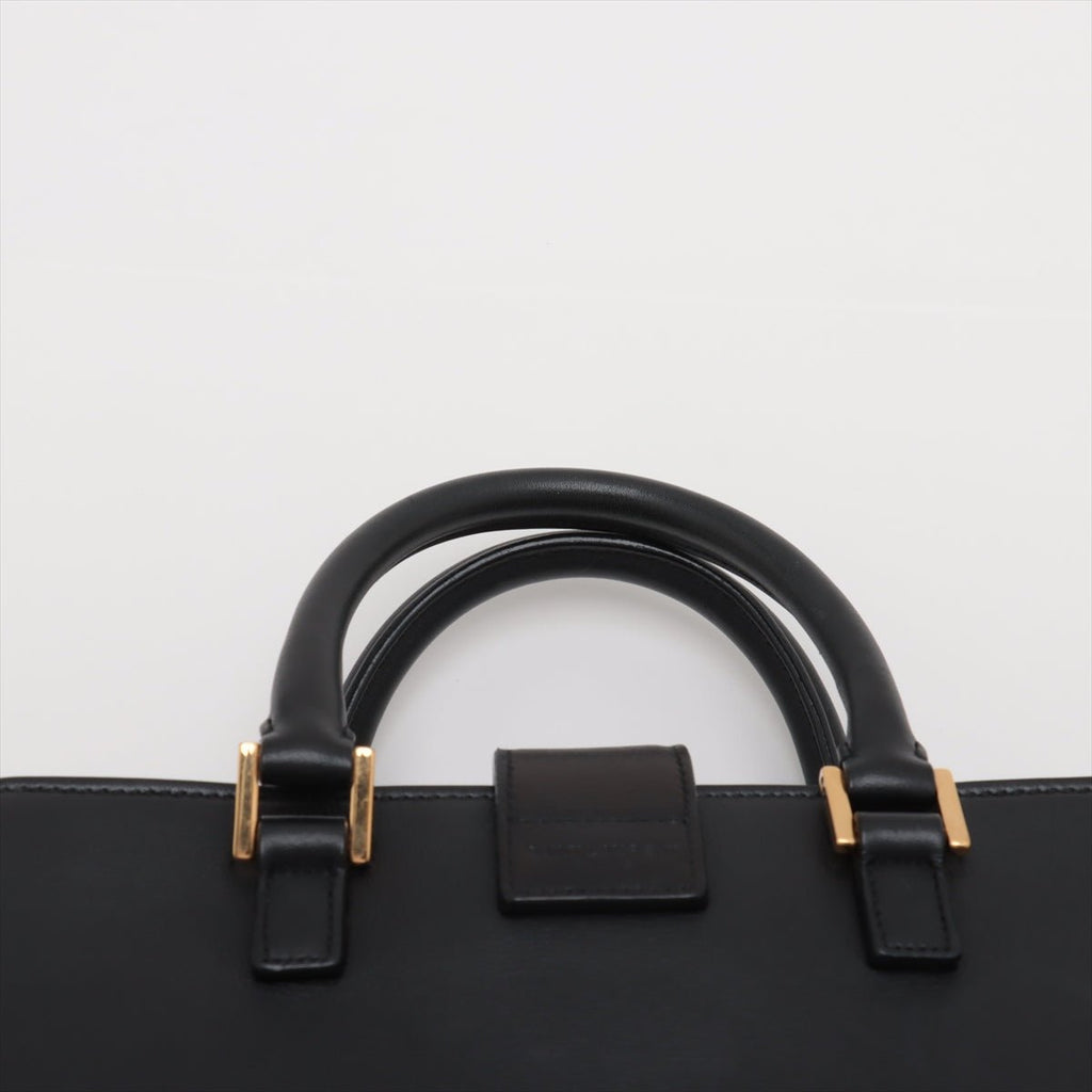 Second hand Saint Laurent Cabas Baby Leather 2 - Ways Top - handle Handbag Black - Tabita Bags