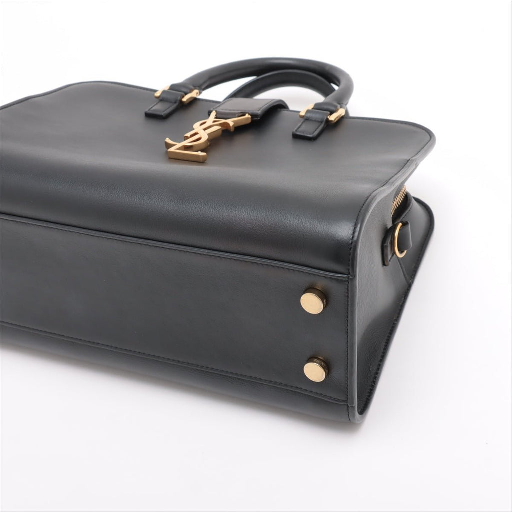 Second hand Saint Laurent Cabas Baby Leather 2 - Ways Top - handle Handbag Black - Tabita Bags
