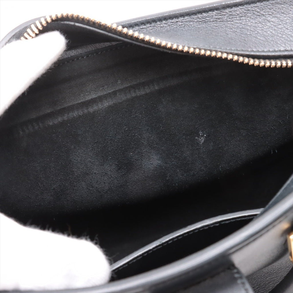 Second hand Saint Laurent Cabas Baby Leather 2 - Ways Top - handle Handbag Black - Tabita Bags