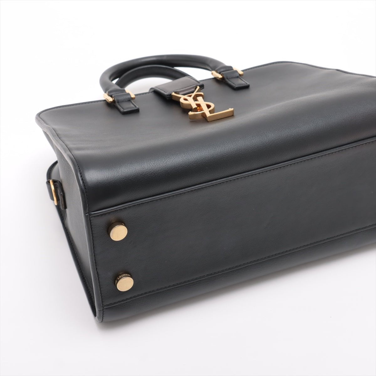 Second hand Saint Laurent Cabas Baby Leather 2 - Ways Top - handle Handbag Black - Tabita Bags