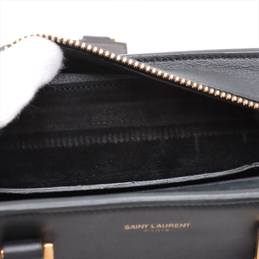 Second hand Saint Laurent Cabas Baby Leather 2 - Ways Top - handle Handbag Black - Tabita Bags