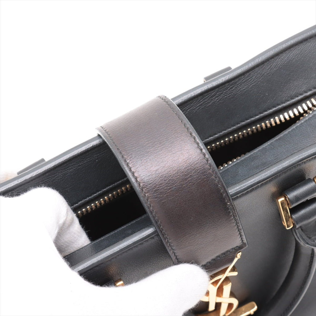 Second hand Saint Laurent Cabas Baby Leather 2 - Ways Top - handle Handbag Black - Tabita Bags