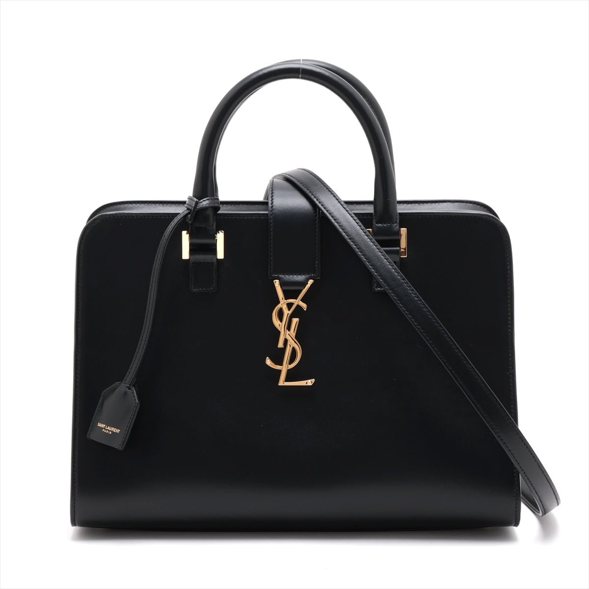 Second hand Saint Laurent Cabas Small Leather 2 - Ways Top - handle Handbag Black - Tabita Bags