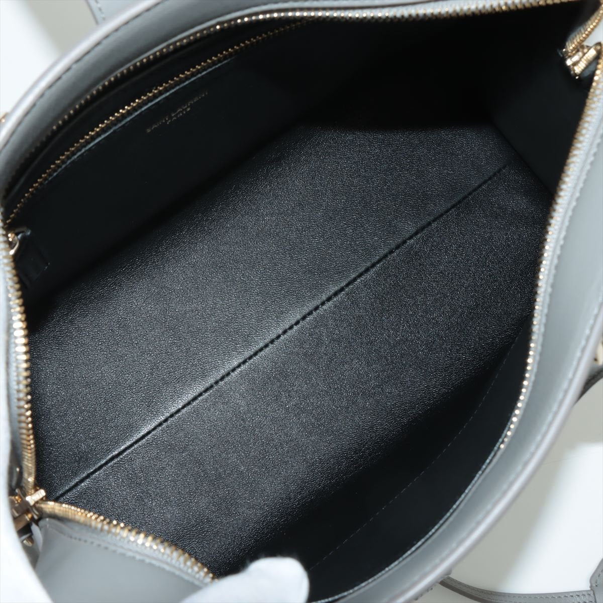 Second hand Saint Laurent Cabas Small Leather 2 - Ways Top - handle Handbag Grey - Tabita Bags