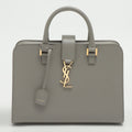 Second hand Saint Laurent Cabas Small Leather 2 - Ways Top - handle Handbag Grey - Tabita Bags
