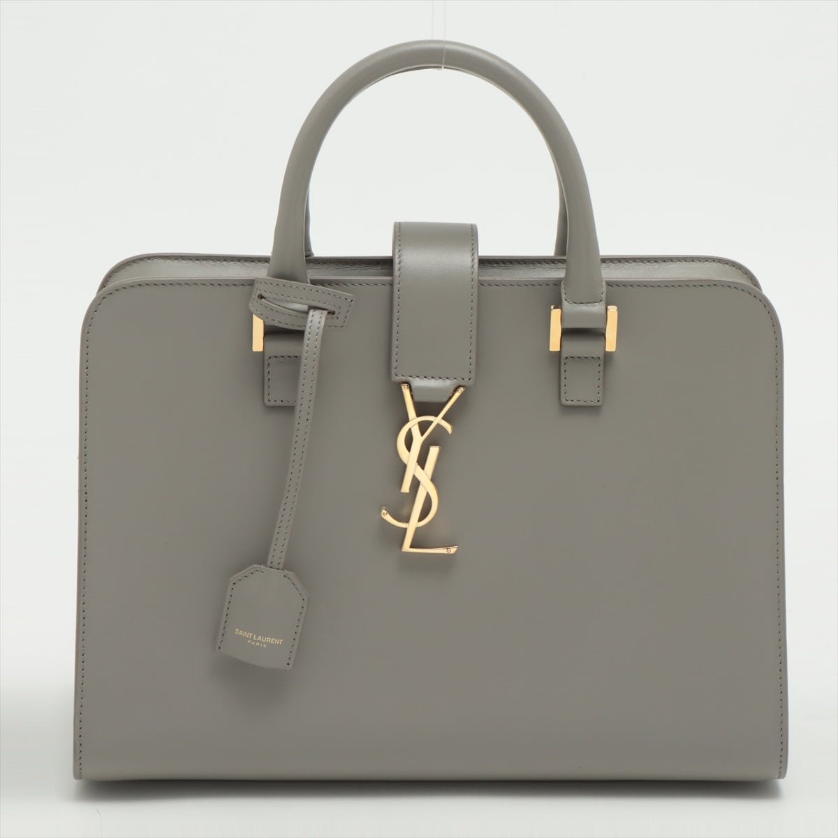 Second hand Saint Laurent Cabas Small Leather 2 - Ways Top - handle Handbag Grey - Tabita Bags