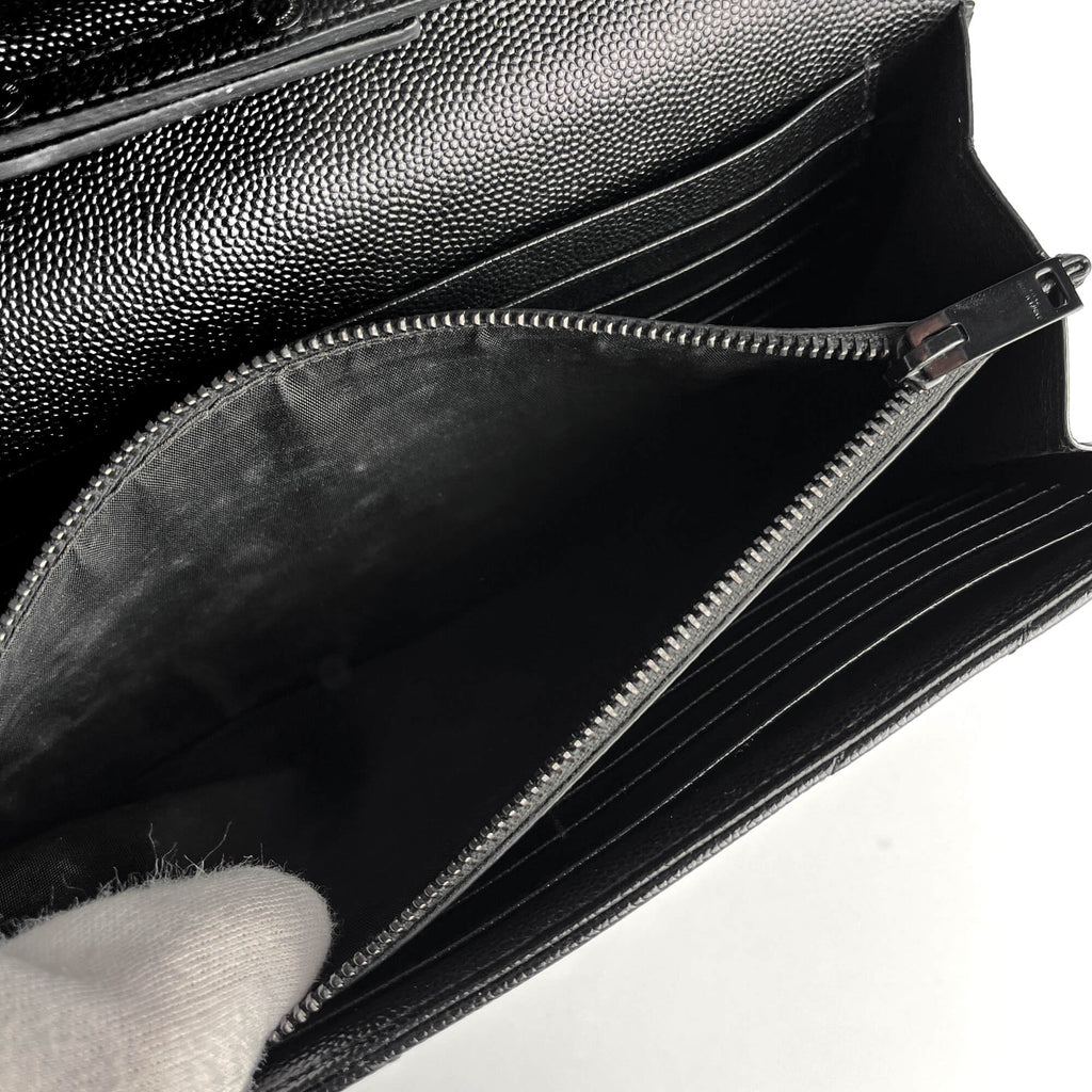 Second hand Saint Laurent Cassandra Grained Leather 2 - Ways Wallet on Chain Crossbody Black - Tabita Bags