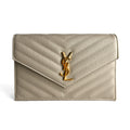 Second hand Saint Laurent Cassandra Grained Leather Wallet on Chain Crossbody Off - White - Tabita Bags