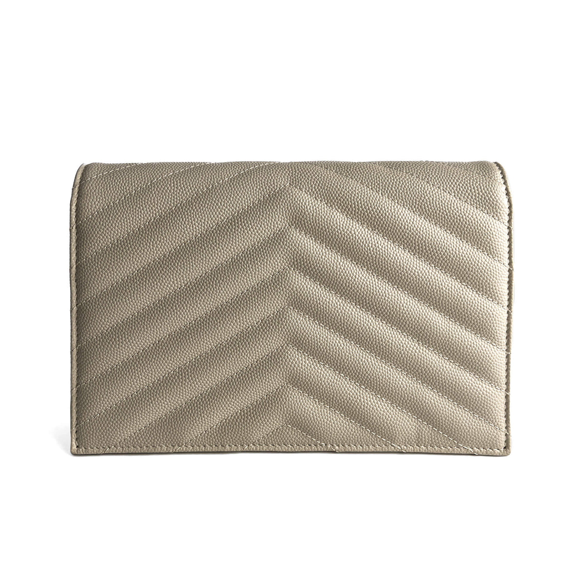 Second hand Saint Laurent Cassandra Grained Leather Wallet on Chain Crossbody Off - White - Tabita Bags
