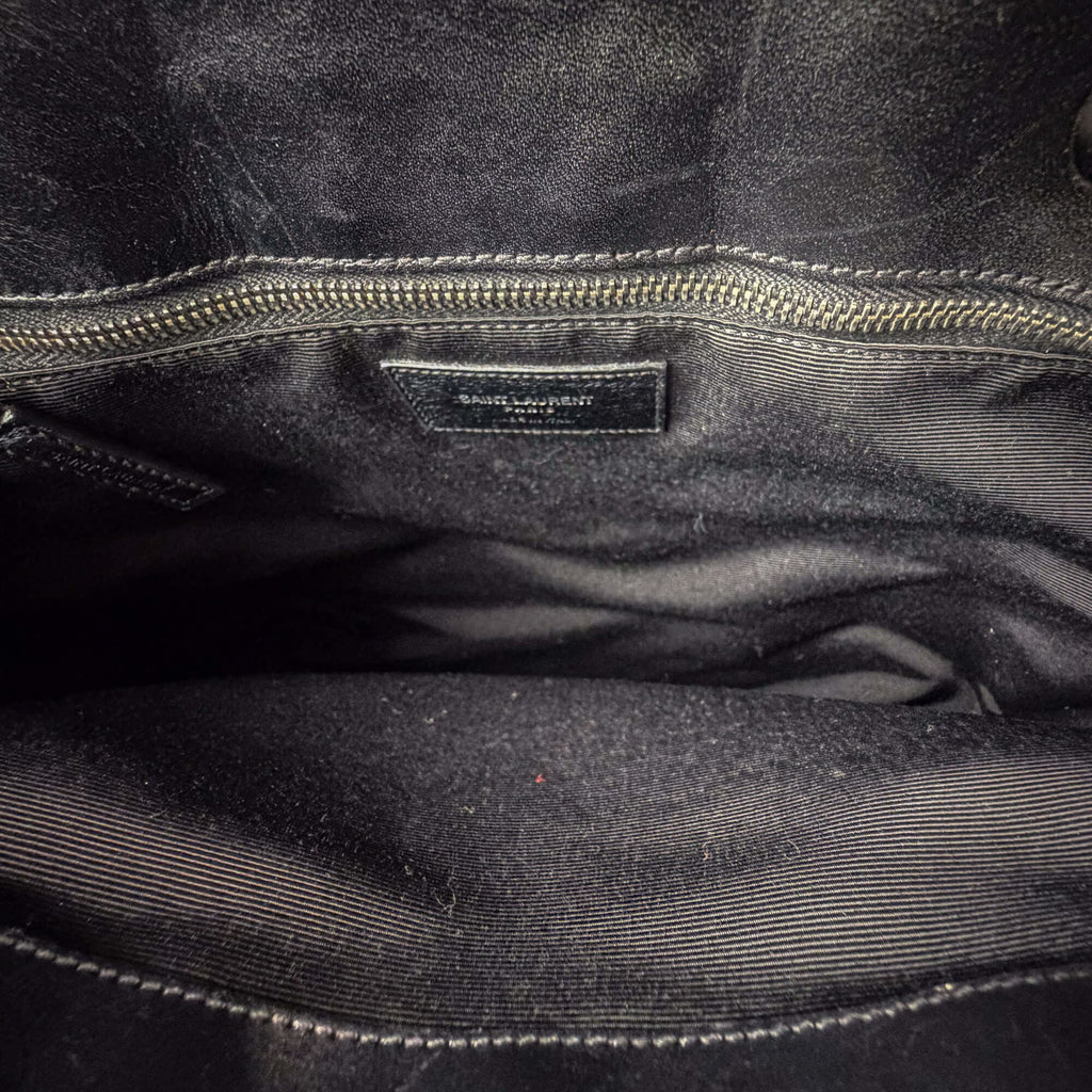 Second hand Saint Laurent Cassandra Lambskin Leather Chevron Quilted Shopper Handbag Black - Tabita Bags