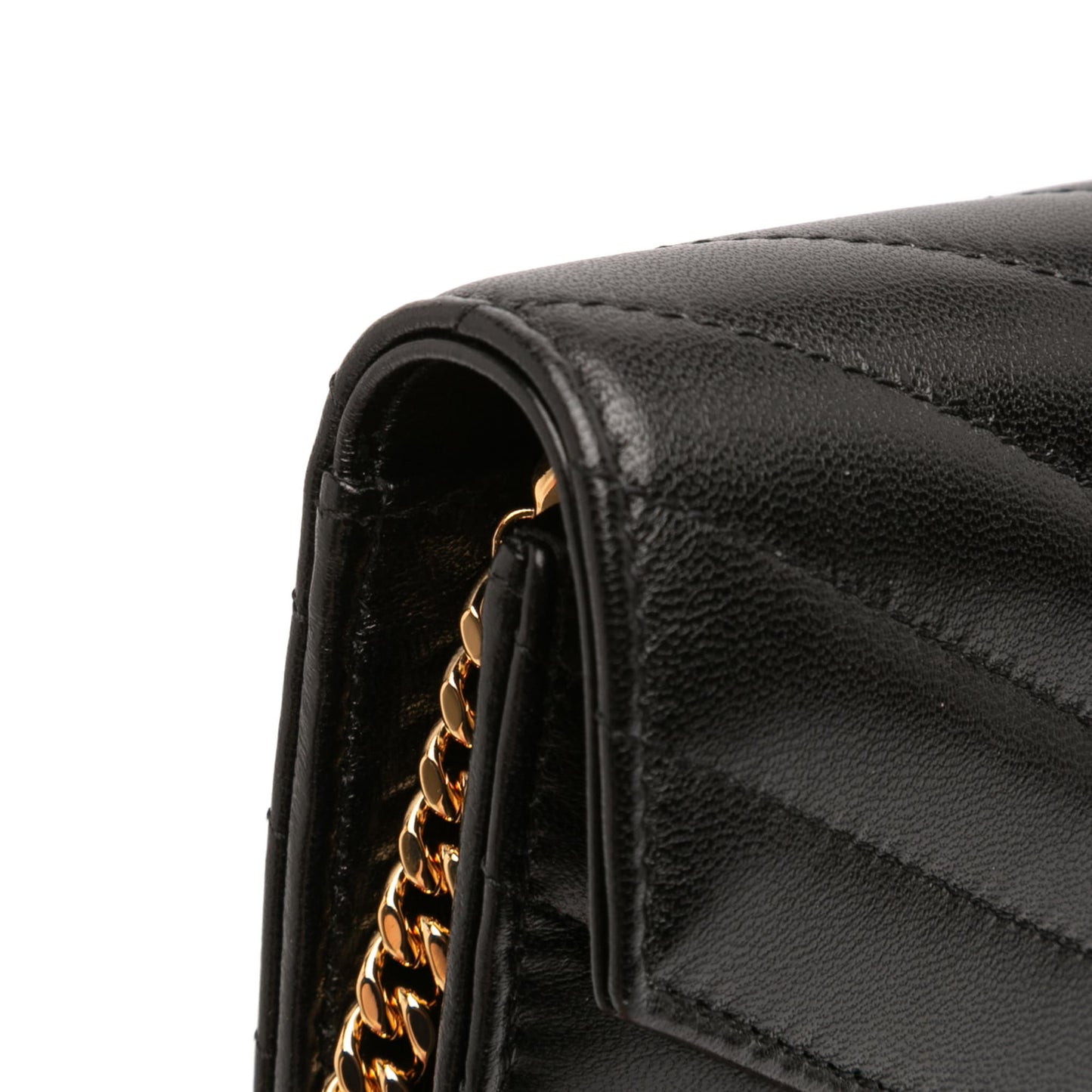 Second hand Saint Laurent Cassandra Leather Wallet on Chain Crossbody Black - Tabita Bags