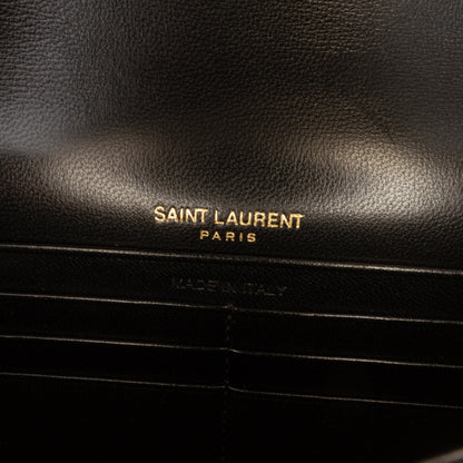 Second hand Saint Laurent Cassandra Leather Wallet on Chain Crossbody Black - Tabita Bags