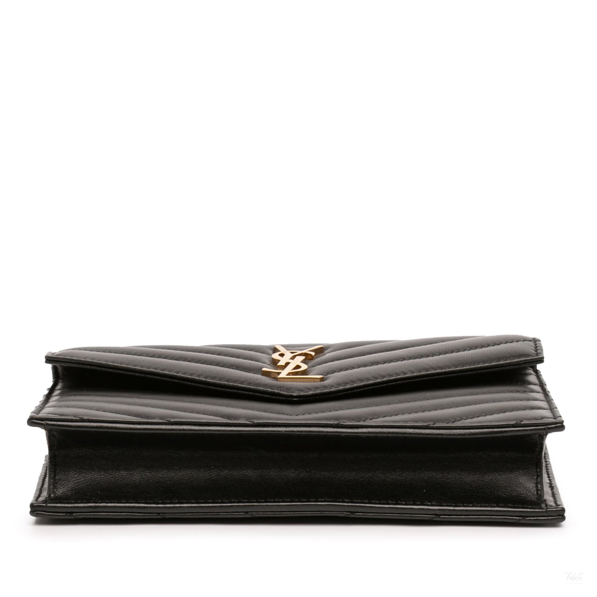 Second hand Saint Laurent Cassandra Leather Wallet on Chain Crossbody Black - Tabita Bags