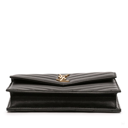 Second hand Saint Laurent Cassandra Leather Wallet on Chain Crossbody Black - Tabita Bags