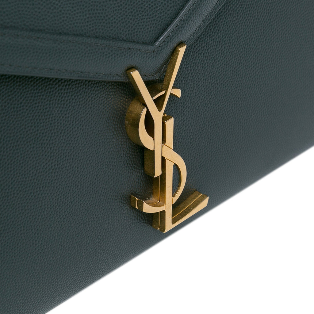 Second hand Saint Laurent Cassandra Medium Leather Top - handle Handbag Green - Tabita Bags
