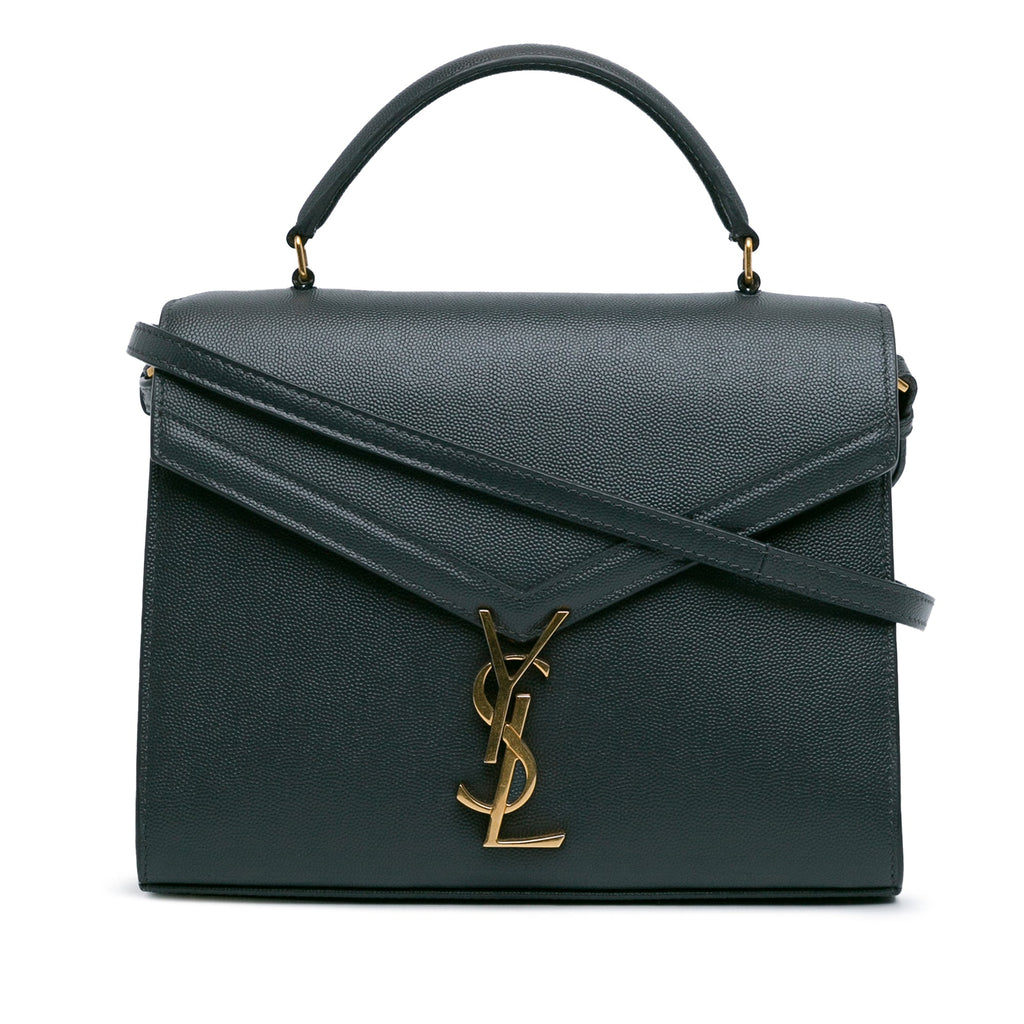 Second hand Saint Laurent Cassandra Medium Leather Top - handle Handbag Green - Tabita Bags