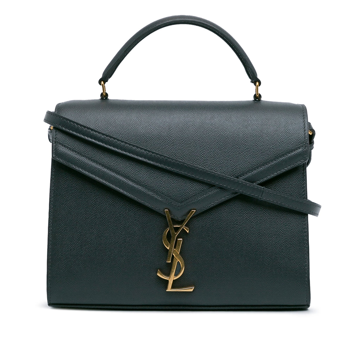 Second hand Saint Laurent Cassandra Medium Leather Top - handle Handbag Green - Tabita Bags