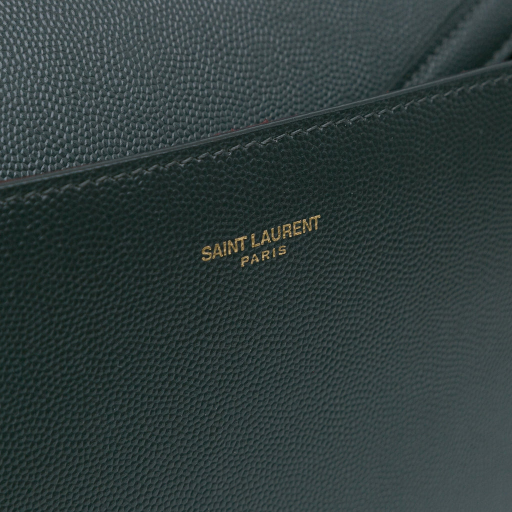 Second hand Saint Laurent Cassandra Medium Leather Top - handle Handbag Green - Tabita Bags