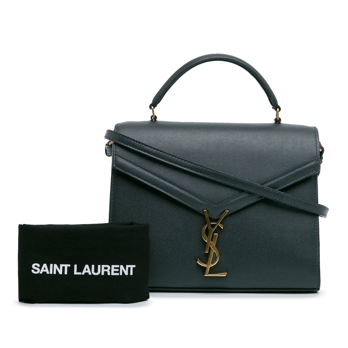 Second hand Saint Laurent Cassandra Medium Leather Top - handle Handbag Green - Tabita Bags