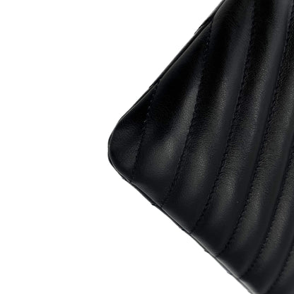 Second hand Saint Laurent Cassandre Chevron Quilted Grained Leather Document Holder Black - Tabita Bags