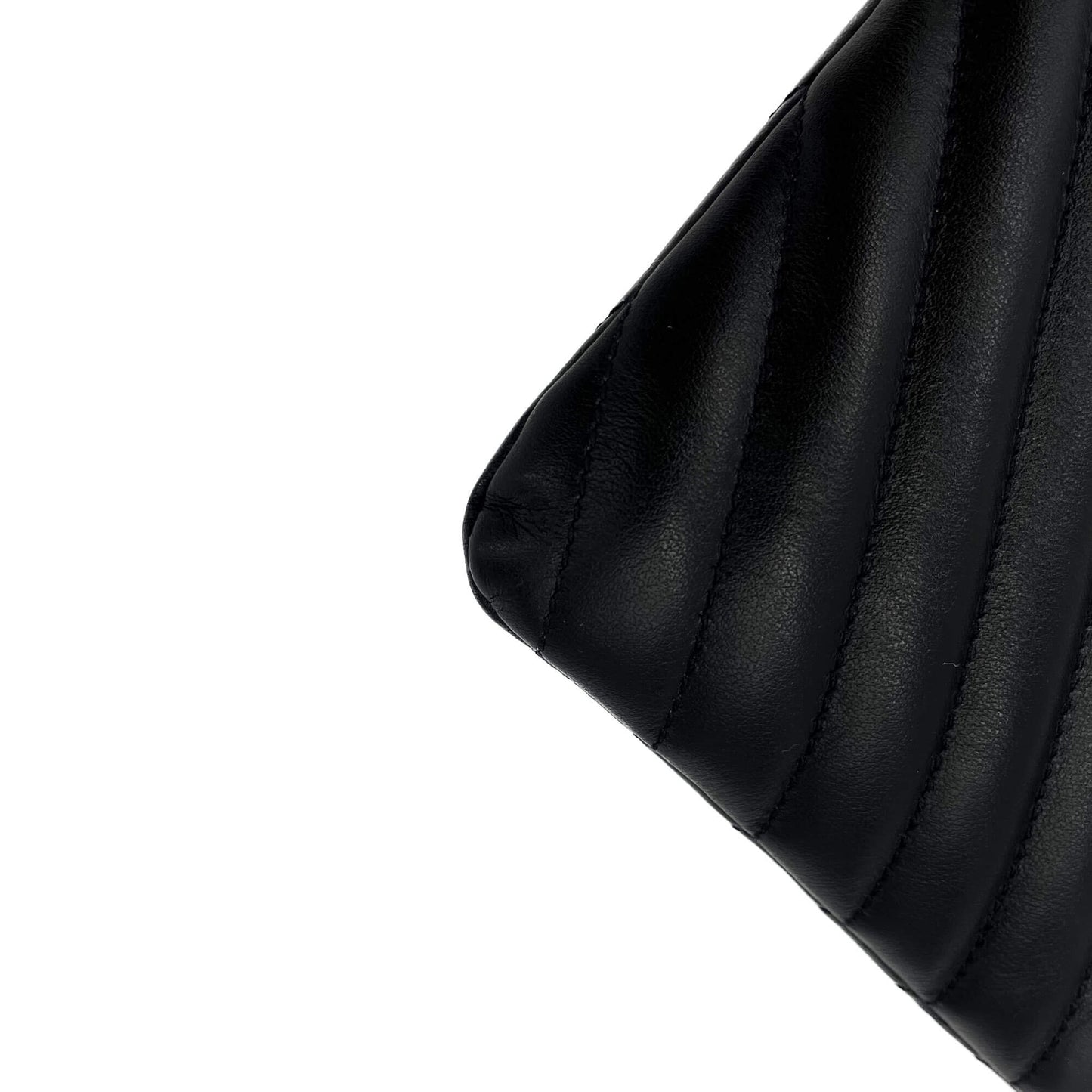 Second hand Saint Laurent Cassandre Chevron Quilted Grained Leather Document Holder Black - Tabita Bags