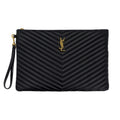 Second hand Saint Laurent Cassandre Chevron Quilted Grained Leather Document Holder Black - Tabita Bags