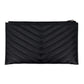 Second hand Saint Laurent Cassandre Chevron Quilted Grained Leather Wallet Black - Tabita Bags