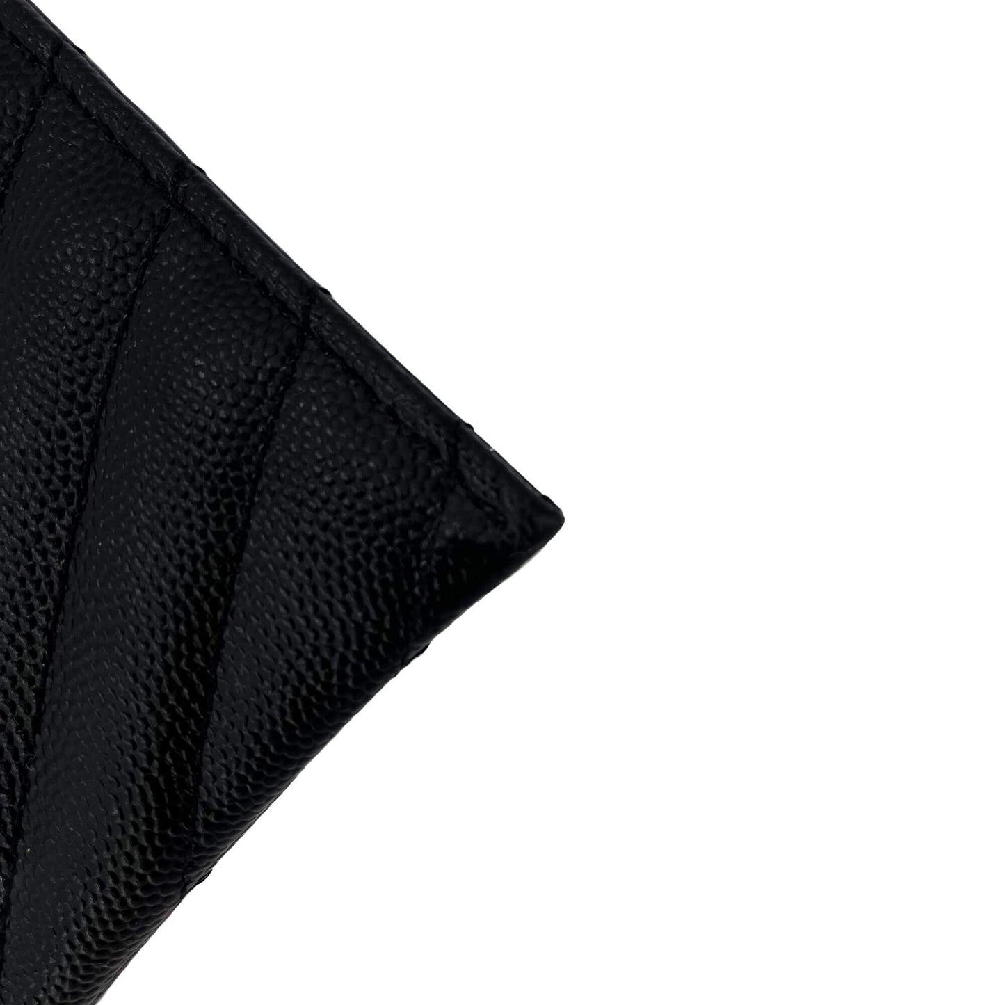 Second hand Saint Laurent Cassandre Chevron Quilted Grained Leather Wallet Black - Tabita Bags