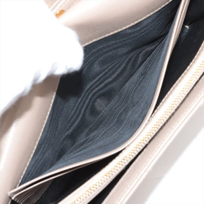 Second hand Saint Laurent Cassandre Classic Grained Calfskin Leather Chevron Quilted Wallet on Chain Shoulder Bag Beige - Tabita Bags