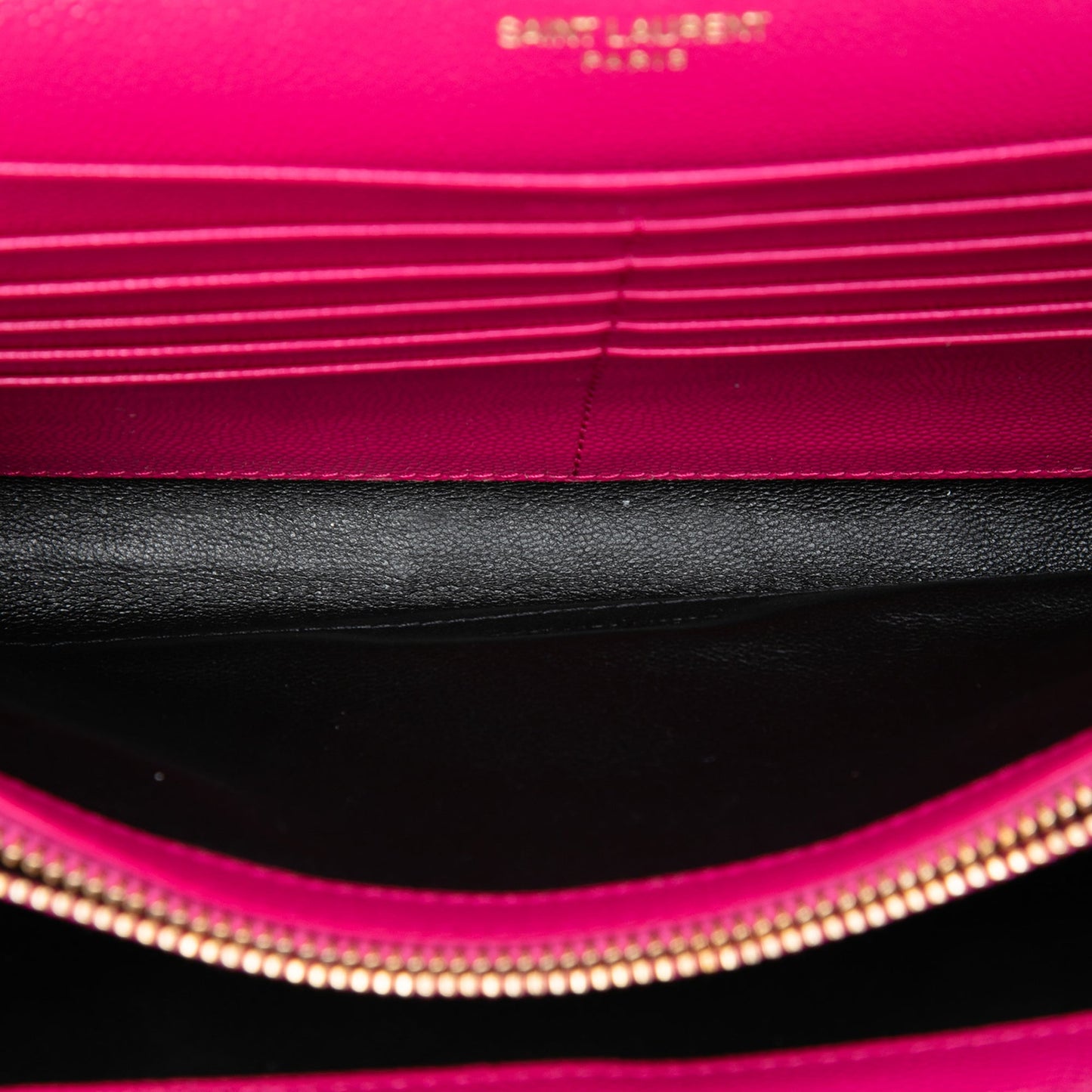 Second hand Saint Laurent Cassandre Classic Grained Calfskin Leather Chevron Quilted Wallet on Chain Shoulder Bag Pink - Tabita Bags