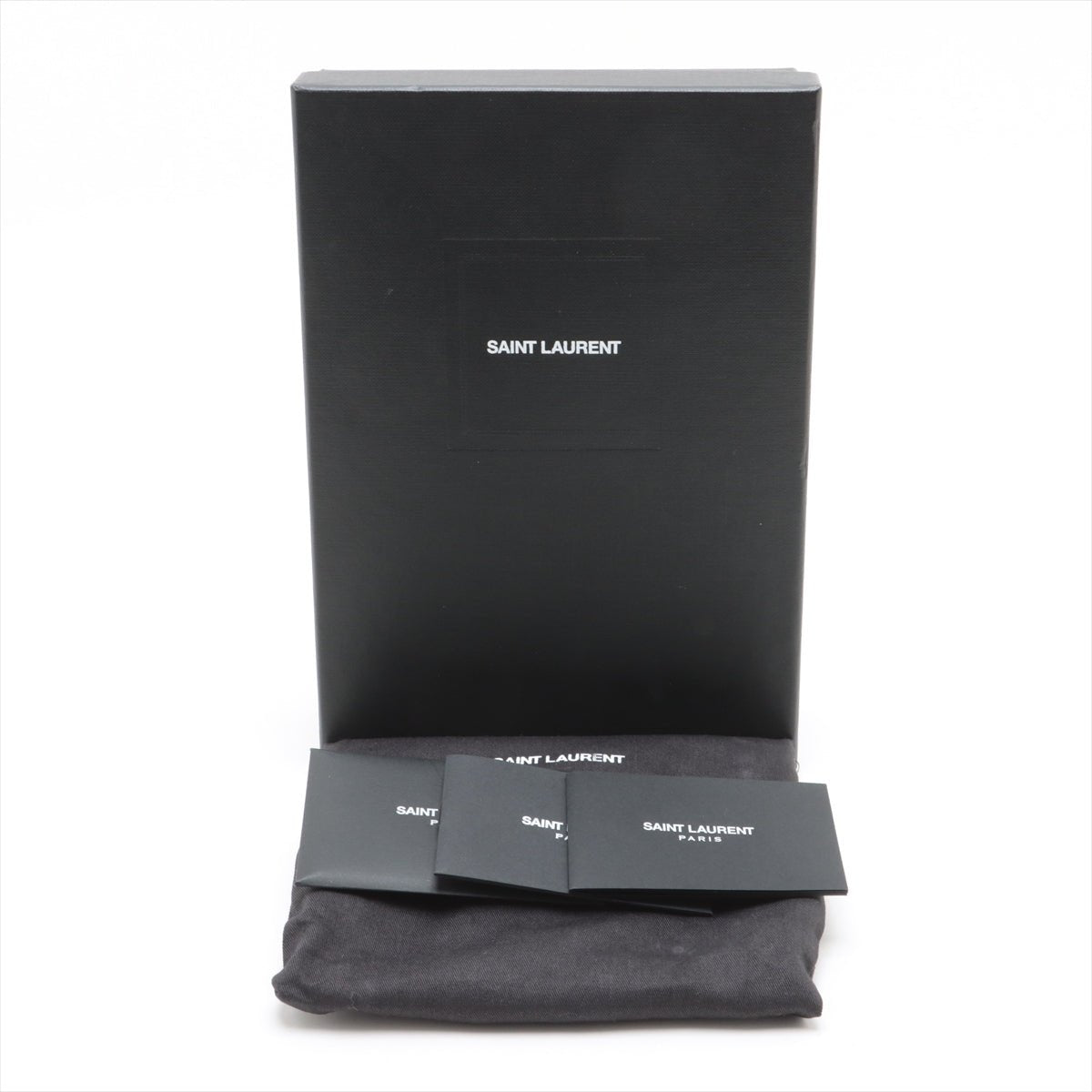 Second hand Saint Laurent Cassandre Envelope Grained Calfskin Leather Chevron Quilted Wallet on Chain Shoulder Bag Black - Tabita Bags