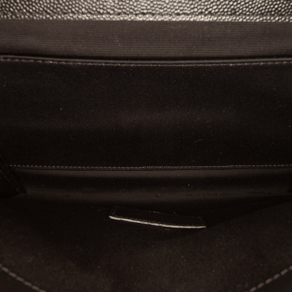 Second hand Saint Laurent Cassandre Envelope Grained Leather Chevron Quilted Pouch Handbag Black - Tabita Bags