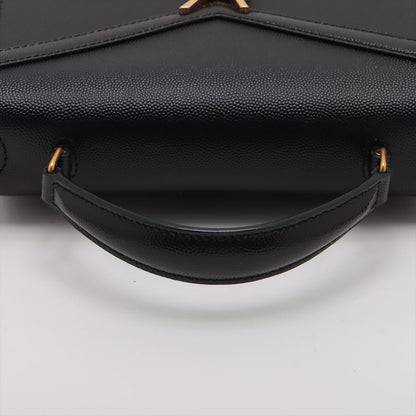 Second hand Saint Laurent Cassandre Mini Grained Calfskin Leather 3 - Ways Top - handle Bag Black - Tabita Bags